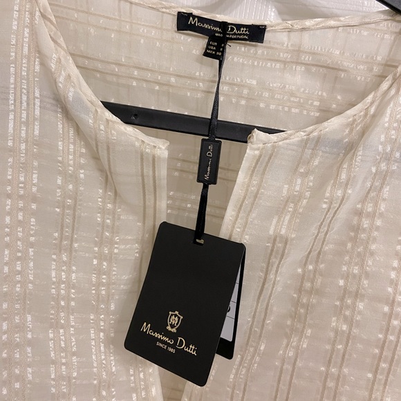 MassimoDutti STRIPED SILK BLOUSE WITH CAPELET - Picture 3 of 11